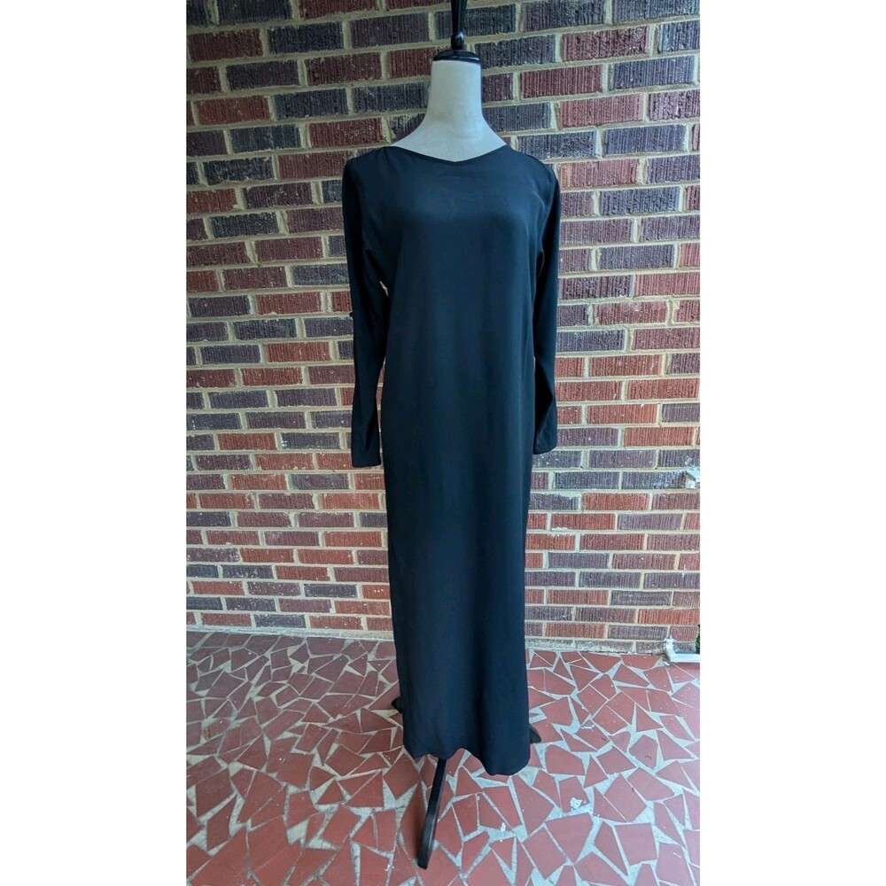 VTG* Yves Saint Laurent Black Crepe Evening Gown w/Crystal Button Rosettes-Sz 36